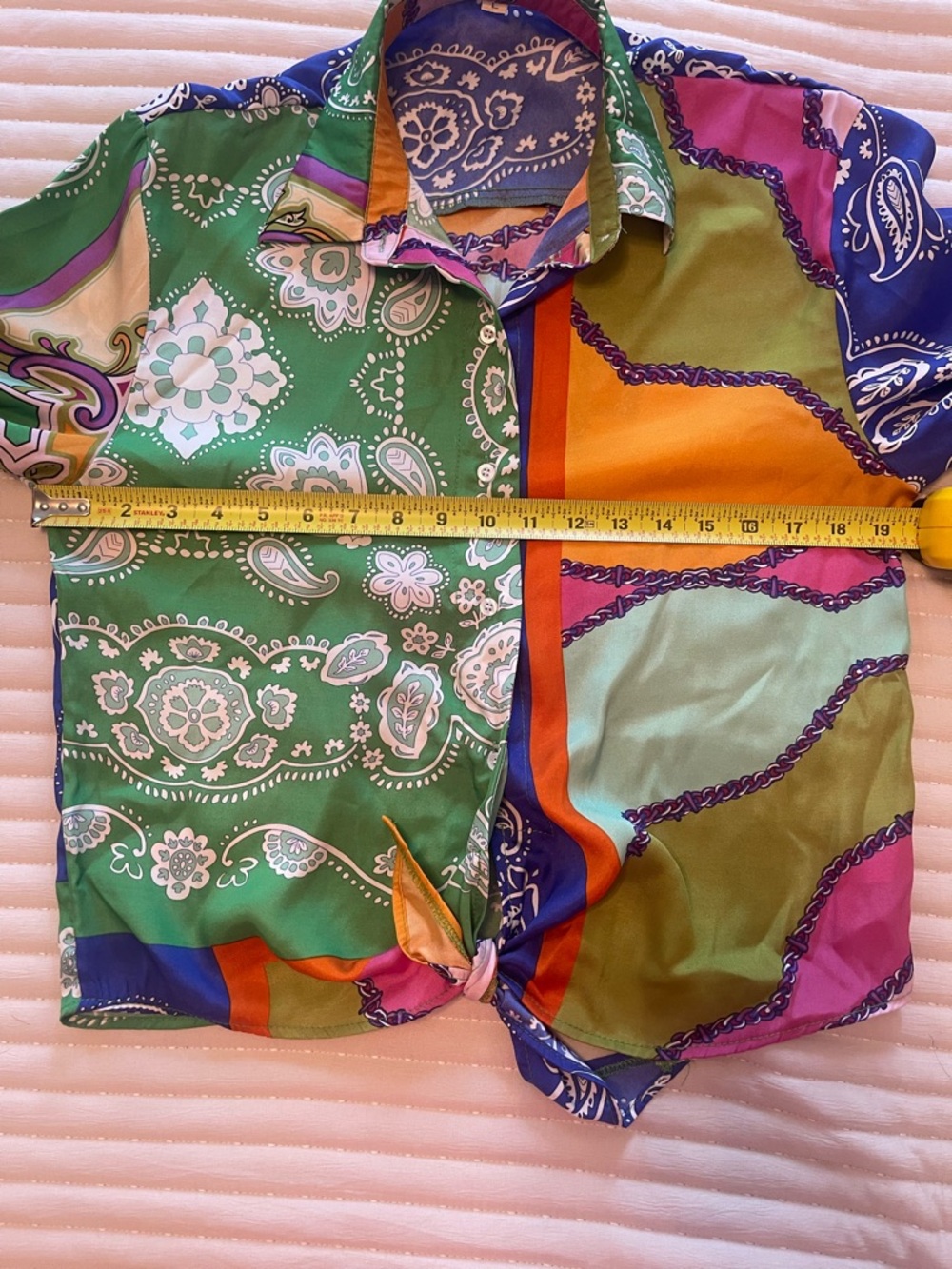 Colorful Patchwork Button-Up Shirt - Picture 6 of 6